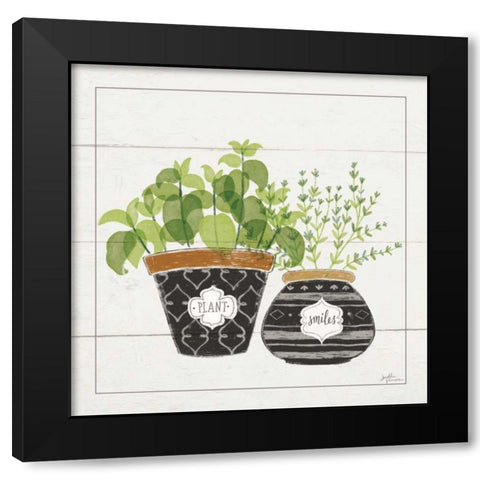 Fine Herbs V Smiles Black Modern Wood Framed Art Print with Double Matting by Penner, Janelle