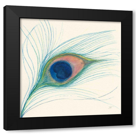 Peacock Feather I Black Modern Wood Framed Art Print with Double Matting by Thomas, Miranda