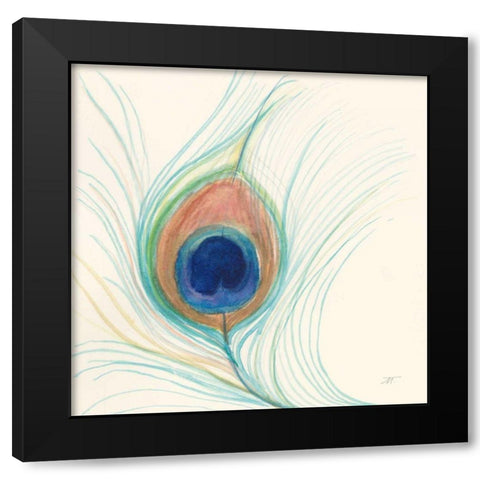 Peacock Feather II Black Modern Wood Framed Art Print by Thomas, Miranda