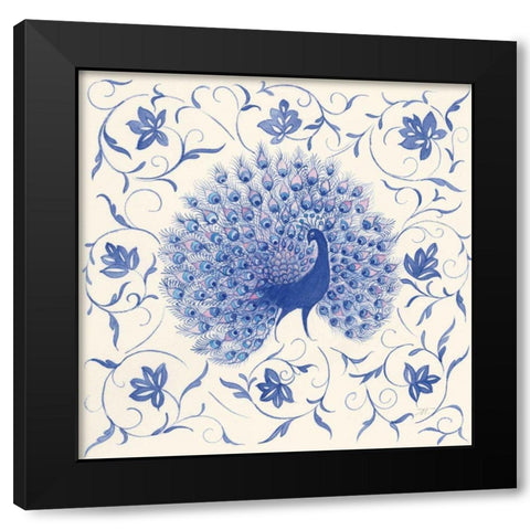 Peacock Garden I Black Modern Wood Framed Art Print by Thomas, Miranda