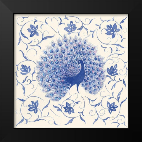 Peacock Garden I Black Modern Wood Framed Art Print by Thomas, Miranda