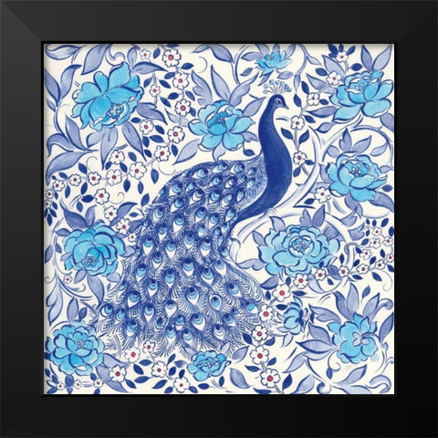 Peacock Garden III Black Modern Wood Framed Art Print by Thomas, Miranda