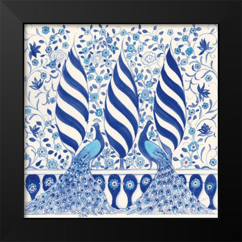 Peacock Garden V Black Modern Wood Framed Art Print by Thomas, Miranda