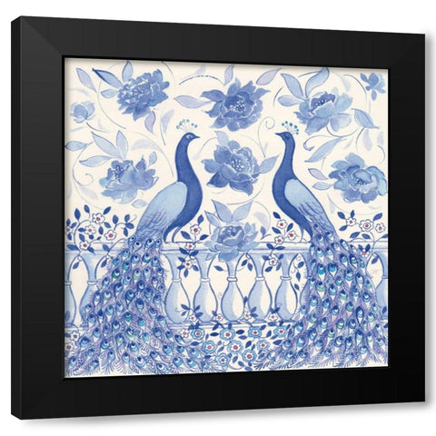 Peacock Garden VI Black Modern Wood Framed Art Print by Thomas, Miranda