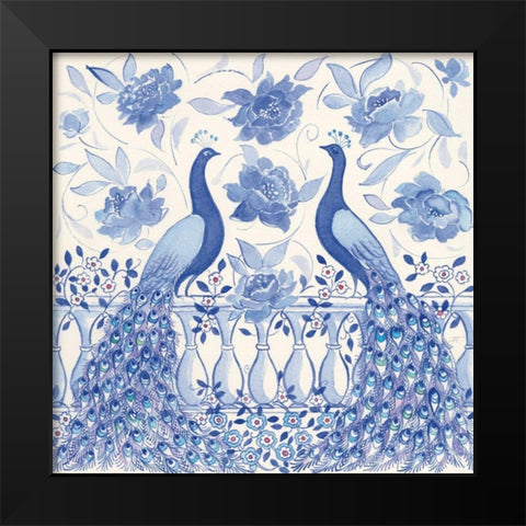 Peacock Garden VI Black Modern Wood Framed Art Print by Thomas, Miranda