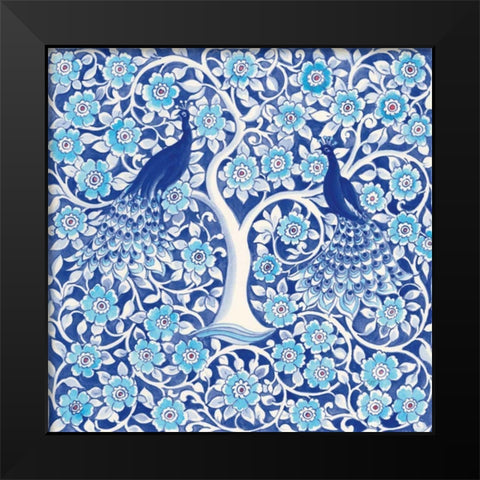 Peacock Garden VII Black Modern Wood Framed Art Print by Thomas, Miranda