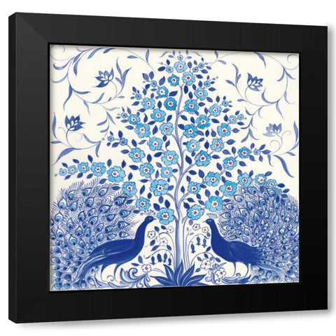 Peacock Garden VIII Black Modern Wood Framed Art Print by Thomas, Miranda