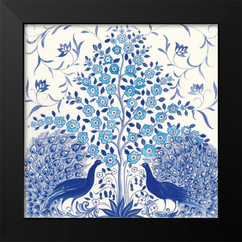 Peacock Garden VIII Black Modern Wood Framed Art Print by Thomas, Miranda