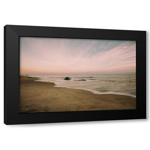 Beach Rays Black Modern Wood Framed Art Print by Aledanda
