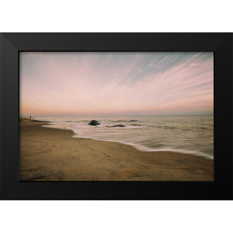 Beach Rays Black Modern Wood Framed Art Print by Aledanda