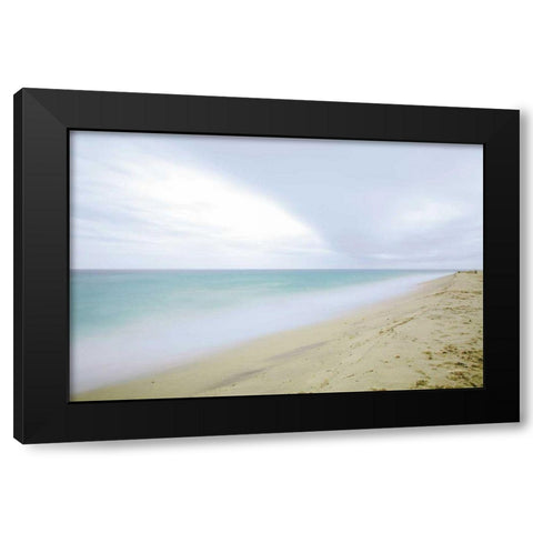 Early Morning Beach Black Modern Wood Framed Art Print by Aledanda