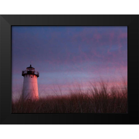 Lighthouse at Sunset Black Modern Wood Framed Art Print by Aledanda