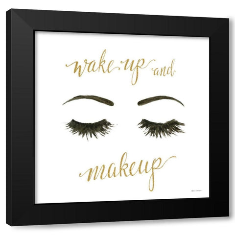 Wake Up and Make Up I Black Modern Wood Framed Art Print with Double Matting by Fabiano, Marco