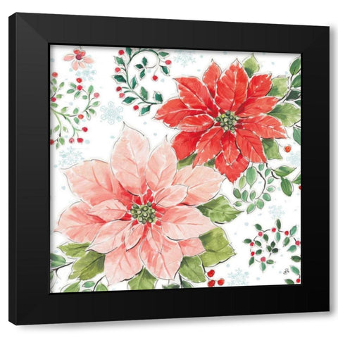 Country Poinsettias II Black Modern Wood Framed Art Print by Brissonnet, Daphne