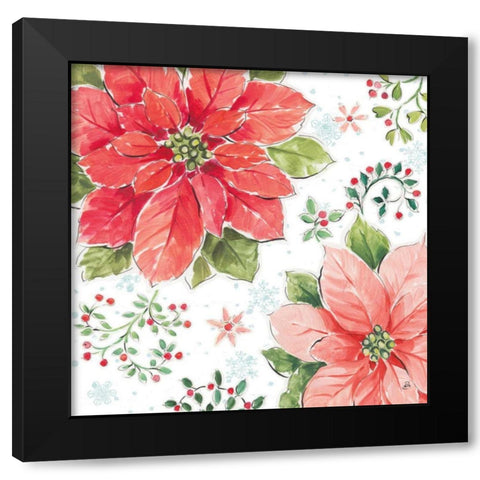 Country Poinsettias III Black Modern Wood Framed Art Print with Double Matting by Brissonnet, Daphne