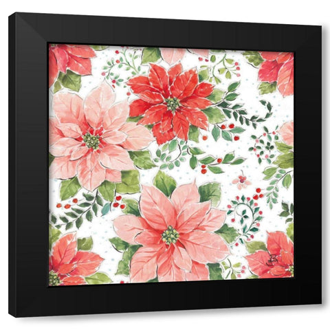 Country Poinsettias Step 02A Black Modern Wood Framed Art Print with Double Matting by Brissonnet, Daphne