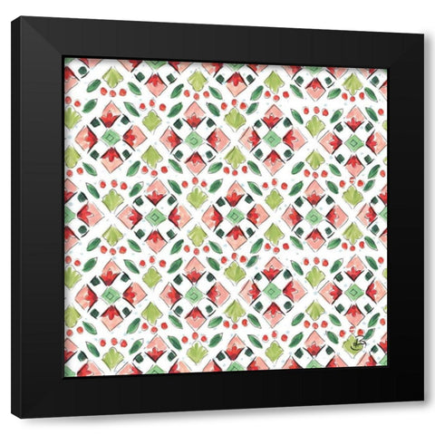 Country Poinsettias Step 05A Black Modern Wood Framed Art Print with Double Matting by Brissonnet, Daphne