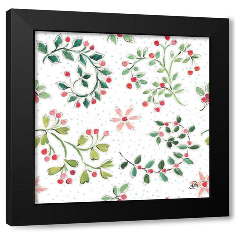 Country Poinsettias Step 07A Black Modern Wood Framed Art Print with Double Matting by Brissonnet, Daphne