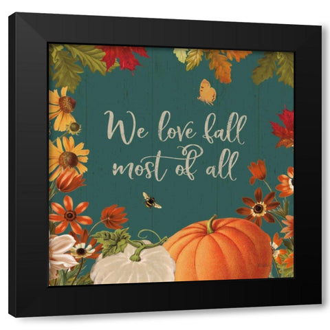 Fall Garden II Teal Black Modern Wood Framed Art Print with Double Matting by Pertiet, Katie