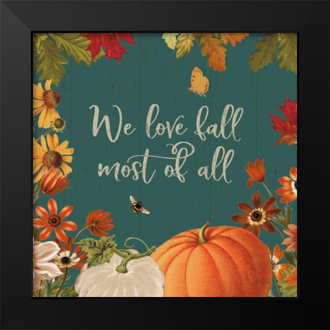 Fall Garden II Teal Black Modern Wood Framed Art Print by Pertiet, Katie