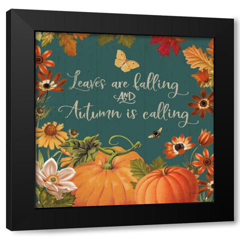 Fall Garden III Teal Black Modern Wood Framed Art Print with Double Matting by Pertiet, Katie