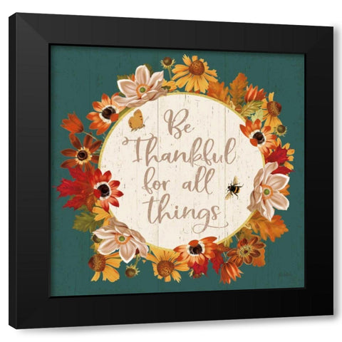 Fall Garden IV Teal Black Modern Wood Framed Art Print with Double Matting by Pertiet, Katie