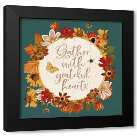 Fall Garden V Teal Black Modern Wood Framed Art Print with Double Matting by Pertiet, Katie