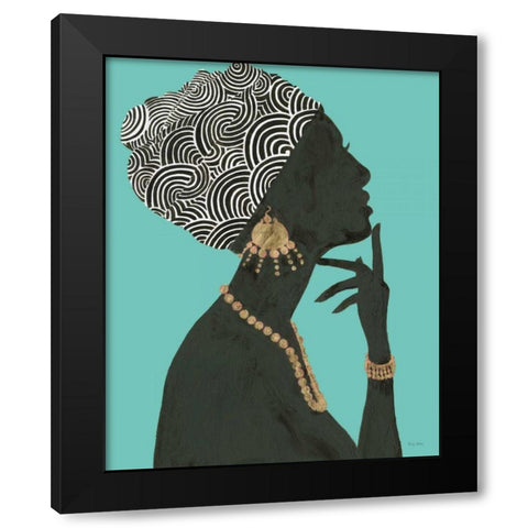 Graceful Majesty I Turquoise Crop Black Modern Wood Framed Art Print with Double Matting by Adams, Emily