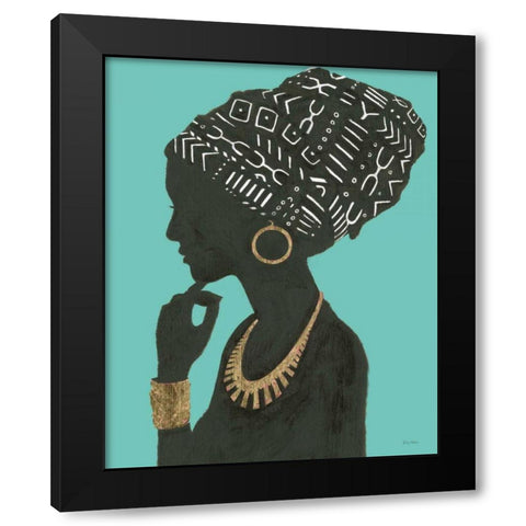 Graceful Majesty II Turquoise Crop Black Modern Wood Framed Art Print with Double Matting by Adams, Emily