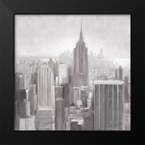 Manhattan in the Mist Gray Black Modern Wood Framed Art Print by Purinton, Julia