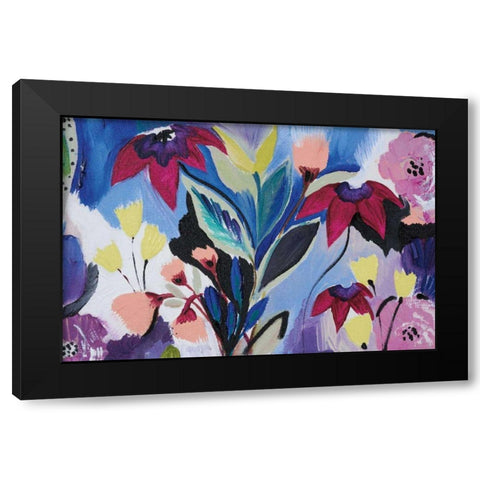 Happy Flower Bar II Black Modern Wood Framed Art Print with Double Matting by Davis, Joan E.