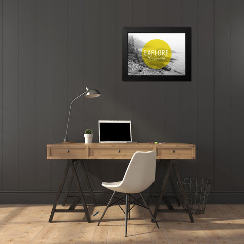Explore the World v2 Black Modern Wood Framed Art Print by Marshall, Laura