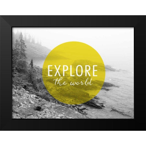 Explore the World v2 Black Modern Wood Framed Art Print by Marshall, Laura