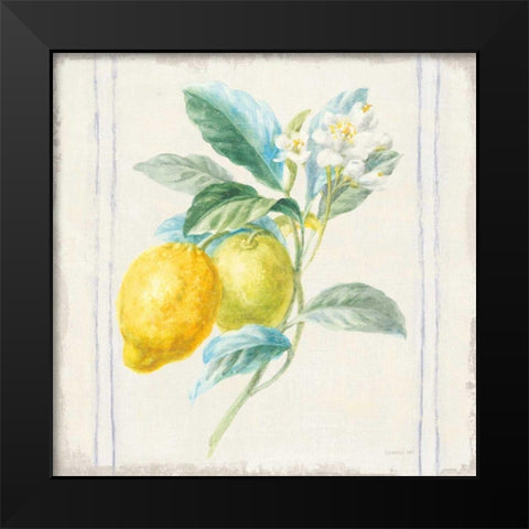 Floursack Lemons II Sq Navy Black Modern Wood Framed Art Print by Nai, Danhui