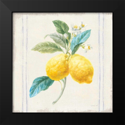 Floursack Lemons III Sq Navy Black Modern Wood Framed Art Print by Nai, Danhui