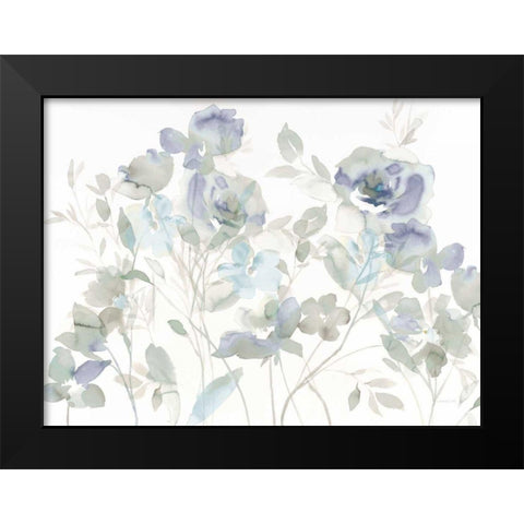 Cool Roses Shadows Black Modern Wood Framed Art Print by Nai, Danhui