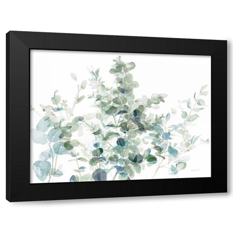 Eucalyptus I Cool Black Modern Wood Framed Art Print with Double Matting by Nai, Danhui