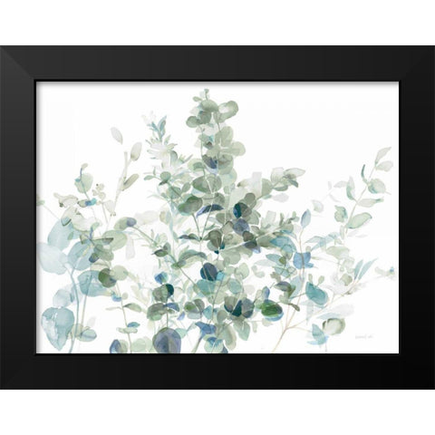 Eucalyptus I Cool Black Modern Wood Framed Art Print by Nai, Danhui