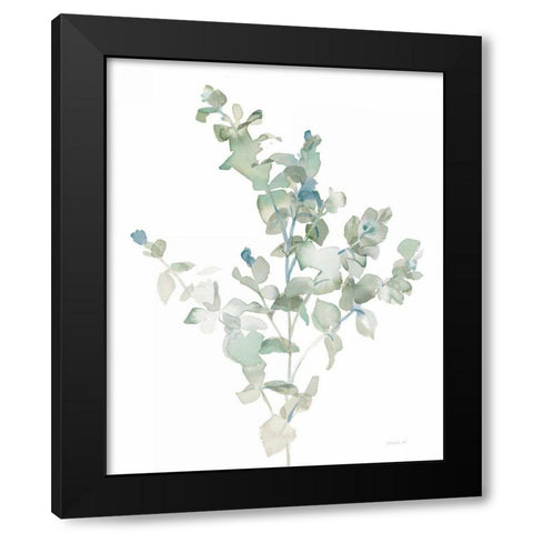 Eucalyptus II Cool Black Modern Wood Framed Art Print with Double Matting by Nai, Danhui