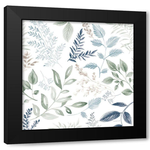 Sketchbook Garden Pattern III Cool Black Modern Wood Framed Art Print with Double Matting by Nai, Danhui