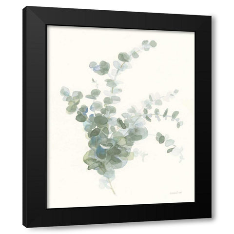 Scented Sprig II Cool Black Modern Wood Framed Art Print with Double Matting by Nai, Danhui