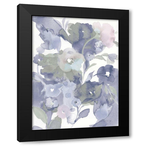 Jewel Garden I Blue Black Modern Wood Framed Art Print with Double Matting by Nai, Danhui