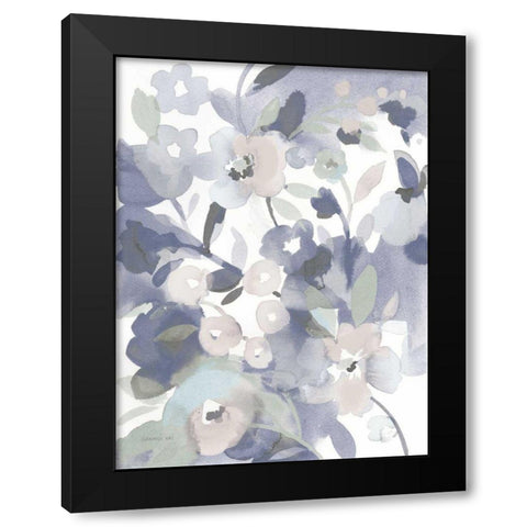 Jewel Garden II Blue Black Modern Wood Framed Art Print with Double Matting by Nai, Danhui