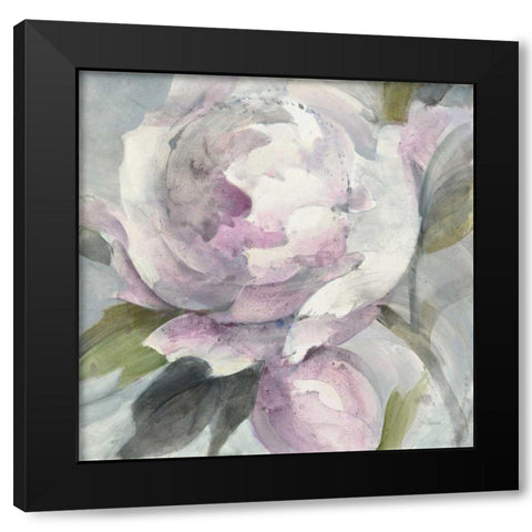 Twilight Peony Black Modern Wood Framed Art Print by Hristova, Albena