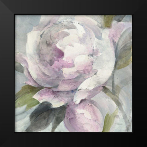 Twilight Peony Black Modern Wood Framed Art Print by Hristova, Albena