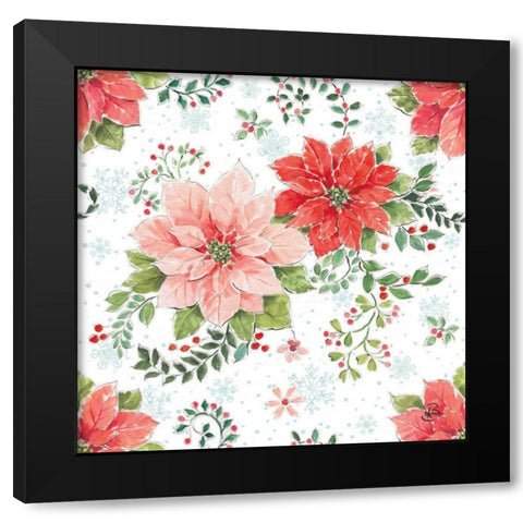 Country Poinsettias Step 01C Black Modern Wood Framed Art Print with Double Matting by Brissonnet, Daphne