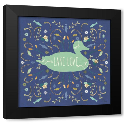 Otomi Lake II Dark Black Modern Wood Framed Art Print by Charron, Veronique