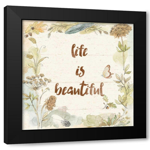 Woodland Wreath V Life Black Modern Wood Framed Art Print by Grove, Beth