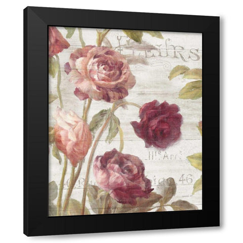 French Roses II Black Modern Wood Framed Art Print with Double Matting by Nai, Danhui