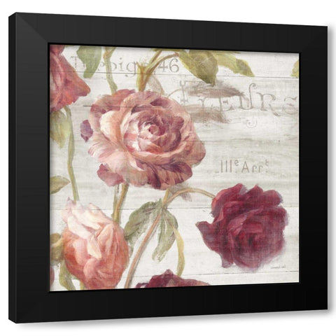 French Roses IV Black Modern Wood Framed Art Print with Double Matting by Nai, Danhui